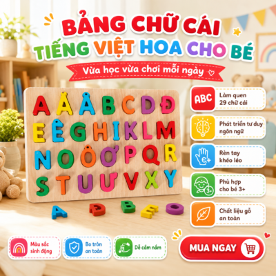 bảng chữ cái tiếng Việt bằng gỗ cho bé